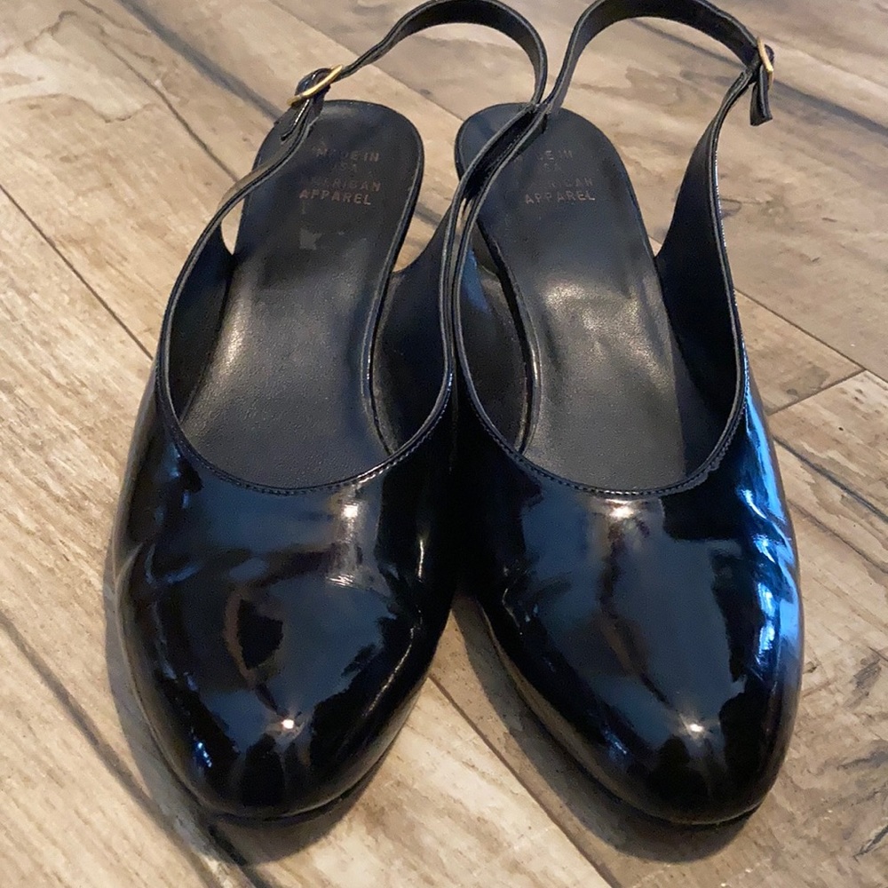 American Apparel Black Patent Slingback Wedge